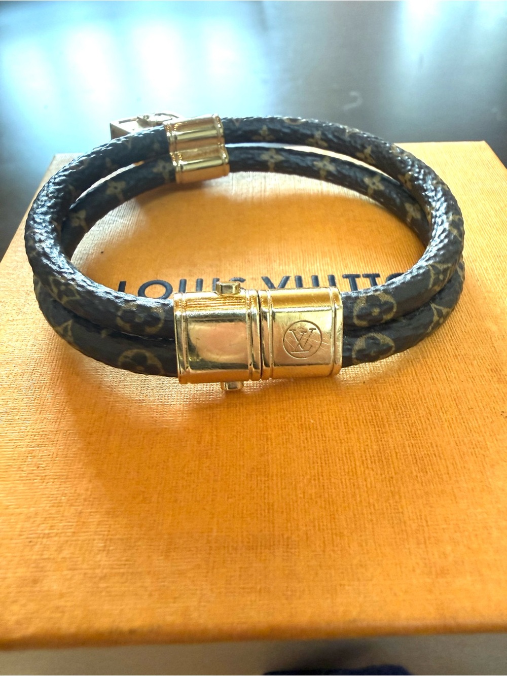 LOUIS VUITTON Brown Monogram Gold Charm Bracelet - Picture 3 of 4